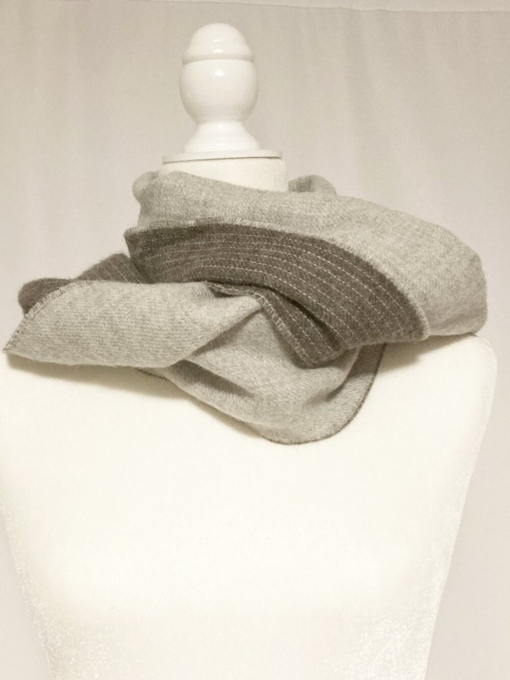 Kuna 100% Baby Alpaca Two-Tone Fringed Scarf Made in Peru